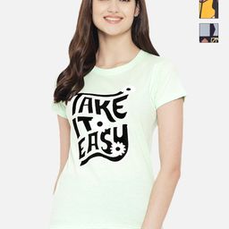 Dreambe Women Pack of 3 Geometric Printed Round Neck Cotton T-shirts-image-97
