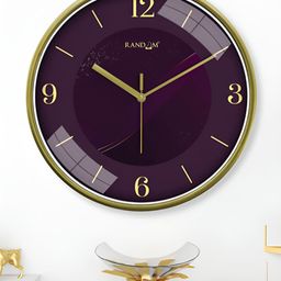 RANDOM Yellow & Purple Printed Round Contemporary Wall Clock-17