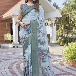 KALINI Floral Zari Silk Blend Banarasi Saree-image-89