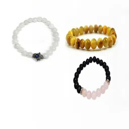 Divine souvenirs Unisex Set Of 3 Artificial Beaded Elasticated Bracelets image 1