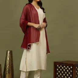Sangria Women Solid Kurta with Trousers & Dupatta-picture-18