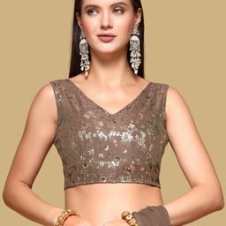 Oomph! Woven Design V Neck Saree Blouse-image-98
