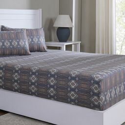 MASPAR Orange Colored Printed Pure Cotton 144 TC Single Bed Bedsheet Set 1.52 x 2.24 m-image-27