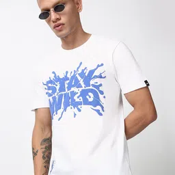 Bewakoof Men's White Stay Wild Graphic Printed T-shirt-image-102