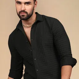 Moda Rapido Textured Spread Collar Casual Shirt-picture-10