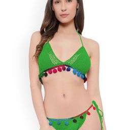 ZERJAMA Self Design Cotton Crochet Swim Bikini Set-image-92