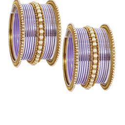 NMII Set Of 34 Zircon Studded & Beaded Glossy Bangles-21