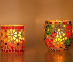 SOMIL Multicoloured Set of 2 Candle Holders-image-78