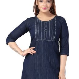 DREAM & DZIRE Women Embroidered Pure Cotton Kurti-image-88