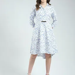 Monte Carlo Women Floral Print Belted Shirt Dress-image-69