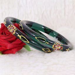 NMII Set Of 2 Leaf Printed Bangles-image-59