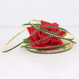 NMII Set Of 12 Zircon Studded worked Glossy Finished Bangles image 3