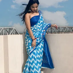 HERE&NOW Leheriya Pure Cotton Handloom Ikat Saree-2