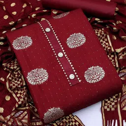 Maroosh Floral Woven Design Sequined Unstitched Dress Material-image-72