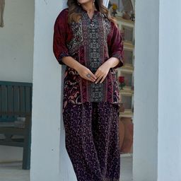 Kaftanize Allover Placement Ethnic Motif Printed Top With Trousers Co-Ords-image-33