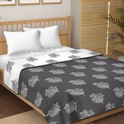 CHICERY Black & White Floral Printed Pure Cotton AC Room 210 GSM Single Bed Dohar-image-50
