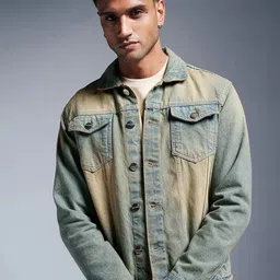 FREAKINS Men Camouflage Denim Jacket with Patchwork-picture-22