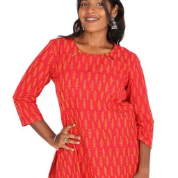 Avishya Women Floral Printed Pure Cotton Kurti-image-4