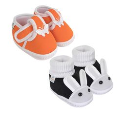 NESKA MODA 3 To 12 Months Infants Set of 2 Pair Cute Soft Cotton Pre-Walker Booties-12