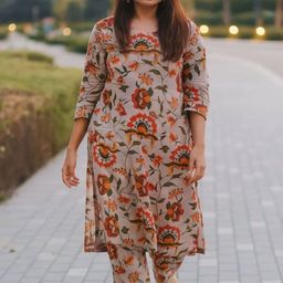 Moda Rapido Women Floral Printed Regular Kurta with Trousers-picture-36