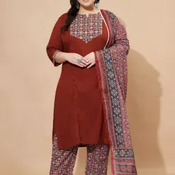 KALINI Women Floral Printed Regular Pure Cotton Kurta with Trousers & With Dupatta-picture-42