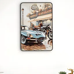 Home Centre Beige & Red Retro Car Printed MDF Wall Photo Frame-picture-23