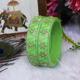 TAJ BRIDAL STORE Set Of 2 Rhinestones Studded Lac Bangles-picture-12