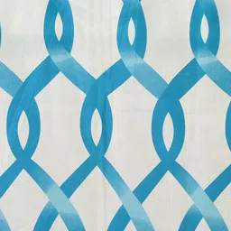 Cortina Set of 2 Blue & Off White Geometric Print Window Curtain image 2