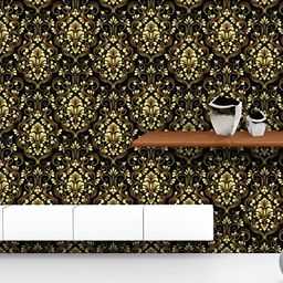 ArtzFolio Printed UV-Resistant Anti-Bacterial Golden Elegant Damask Peel & Stick Wallpaper-image-51