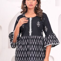 ANEKYA Floral Printed Flared Sleeves Pure Cotton Kurti-image-15
