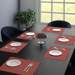 Saral Home 6Pcs Red Textured Table Placemats-25
