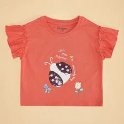 Pantaloons Junior Girls Graphic Printed Round Neck Cotton Relaxed Fit T-shirt-image-71