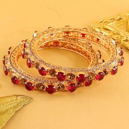 LAVAZZA Set Of 2 Amercian Diamond Studded Kada Bangles-image-40
