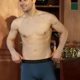 EAZY Men Pack Of 3 Luxury Fit Long Trunks LF-M-Black-S-Blue-FT-Green-2XL-1