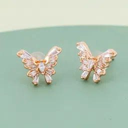 Kushal's Fashion Jewellery Rhodium-Plated Classic Zircon Studs Earrings-image-5