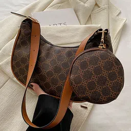 LULU & SKY Printed PU Structured Hobo Bag with Cut Work-image-11
