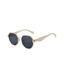 HASHTAG EYEWEAR Unisex Aviator Sunglasses with UV Protected Lens CGBLK-2401-Cream Gold & Black-2804-26