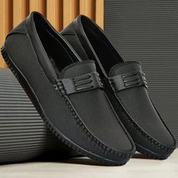 HERE&NOW Men Textured Slip On PU Formal Loafers-picture-16