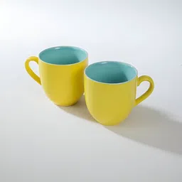 FREEDOM TREE Yellow & Blue Handcrafted Solid Ceramic Matte Mugs Set of Cups and Mugs-3