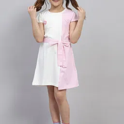 Monte Carlo Girls Striped Colourblocked Applique Fit & Flare Dress With Belt-picture-52
