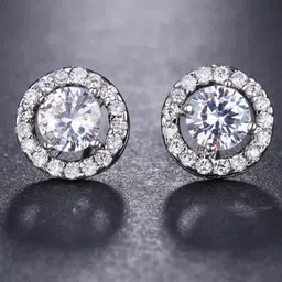 MYKI Silver-Plated Contemporary Stainless Steel Cubic Zirconia Studs-97