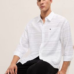 THE BEAR HOUSE Men Relaxed Fit Horizontal Striped Spread Collar Casual Shirt-picture-7
