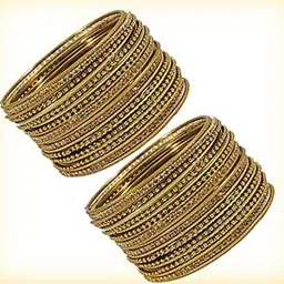 NMII 44 Pcs Zircon Gemstone Studded Chain Work Bangles-image-3