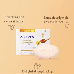 Softsens Set Of 2 Glowing Skin Cream Bar Soap With Vitamin C -4 Pcs Each - 100 g Each image 4