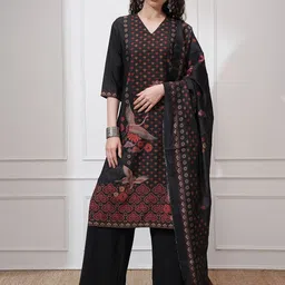Vishudh Women Floral Printed Regular Kurta with Trousers & With Dupatta-image-3