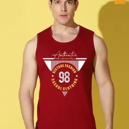 WOOSTRO Pack Of 2 Printed Combed Cotton Gym Vests VWS26(98 MAROON)(BKLN MUSTARD)-image-85