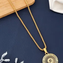 PASU FASHION Unisex Stainless Steel Om Symbol Pendant with Chain-picture-5