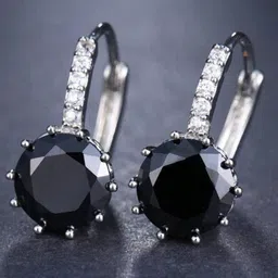 MYKI Silver-Plated Contemporary Stainless Steel Cubic Zirconia Hoop Earrings-9