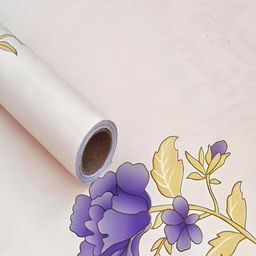 AmazingKarts Off White & Purple Floral Printed Waterproof Self-Adhesive Wall Sticker-image-96