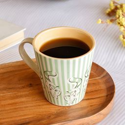 The Wishing Chair White & Green Printed Ceramic Matte Mugs Set of Cups and Mugs-3